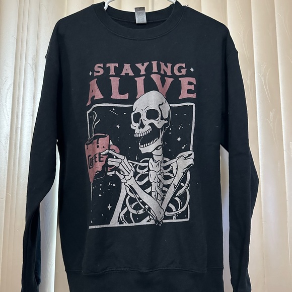 Staying Alive Skeleton Sweatshirt - Picture 1 of 2